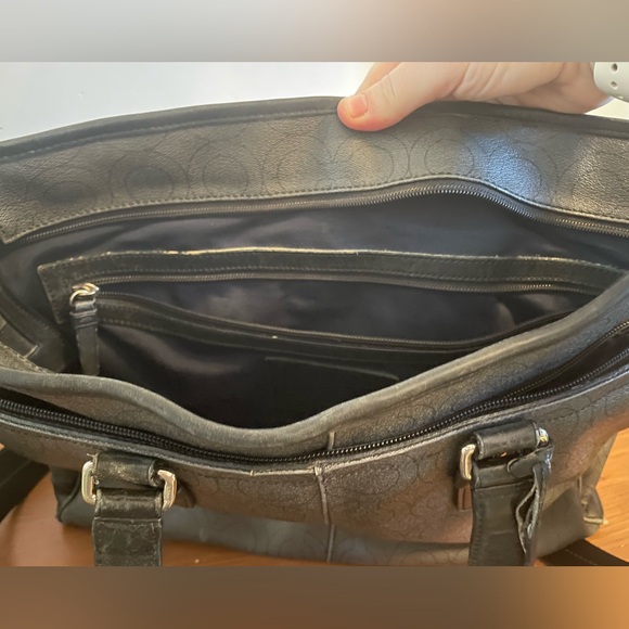 Coach Crossbody Monogramed Gray Black Satchel Tote Bag with Handles READ - Picture 5 of 14